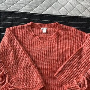 Stylish Coral Fringe Sweater